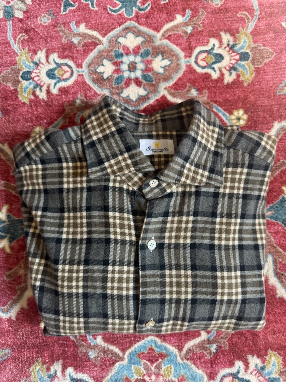 Giannetto Portofino Mens Flannel Button Down Shirt, Size Medium
